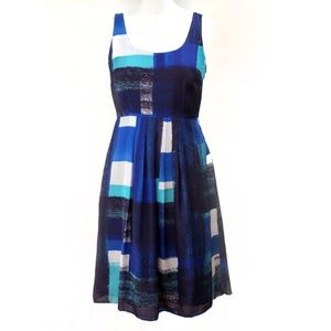 Modern Blue Print Dress